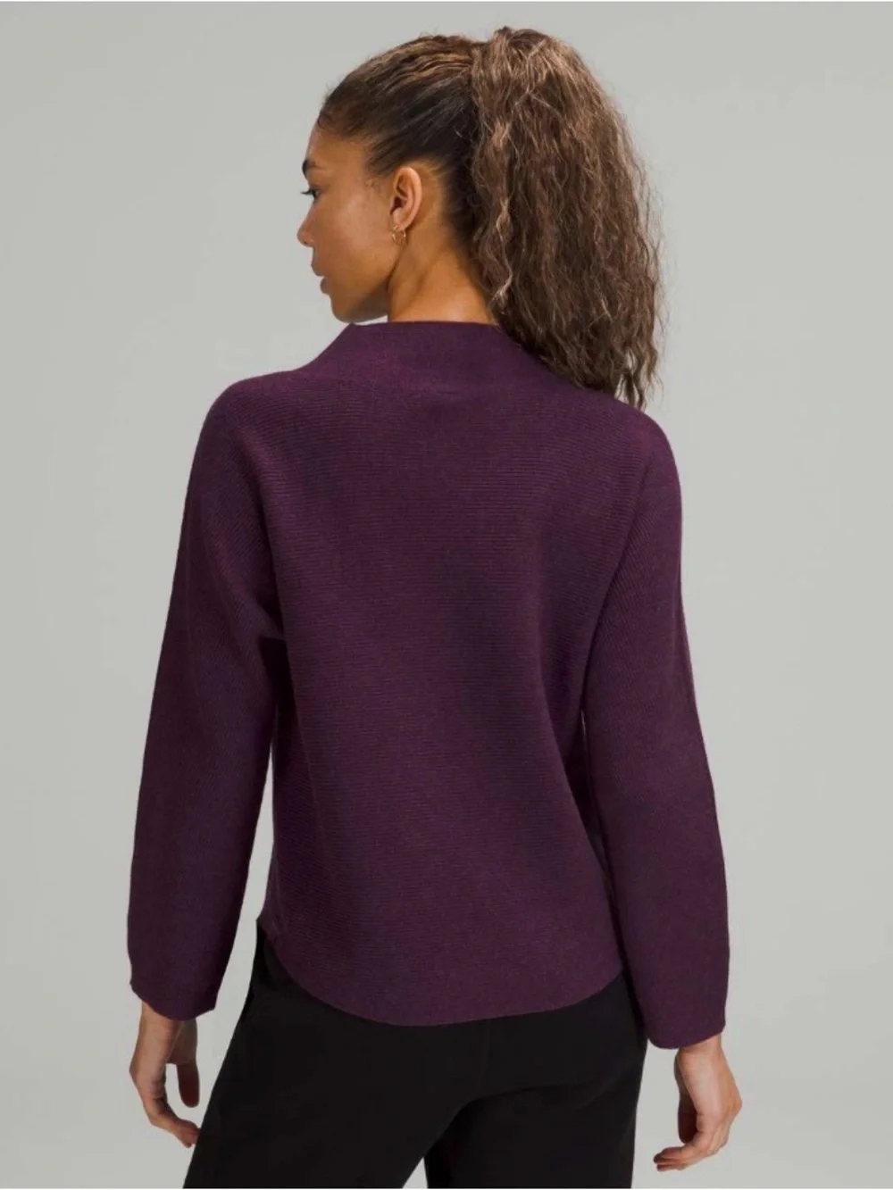 🌟 Lululemon Boxy Cotton-Blend Sweater Heathered Vintage Plum M/L - Picture 2 of 14